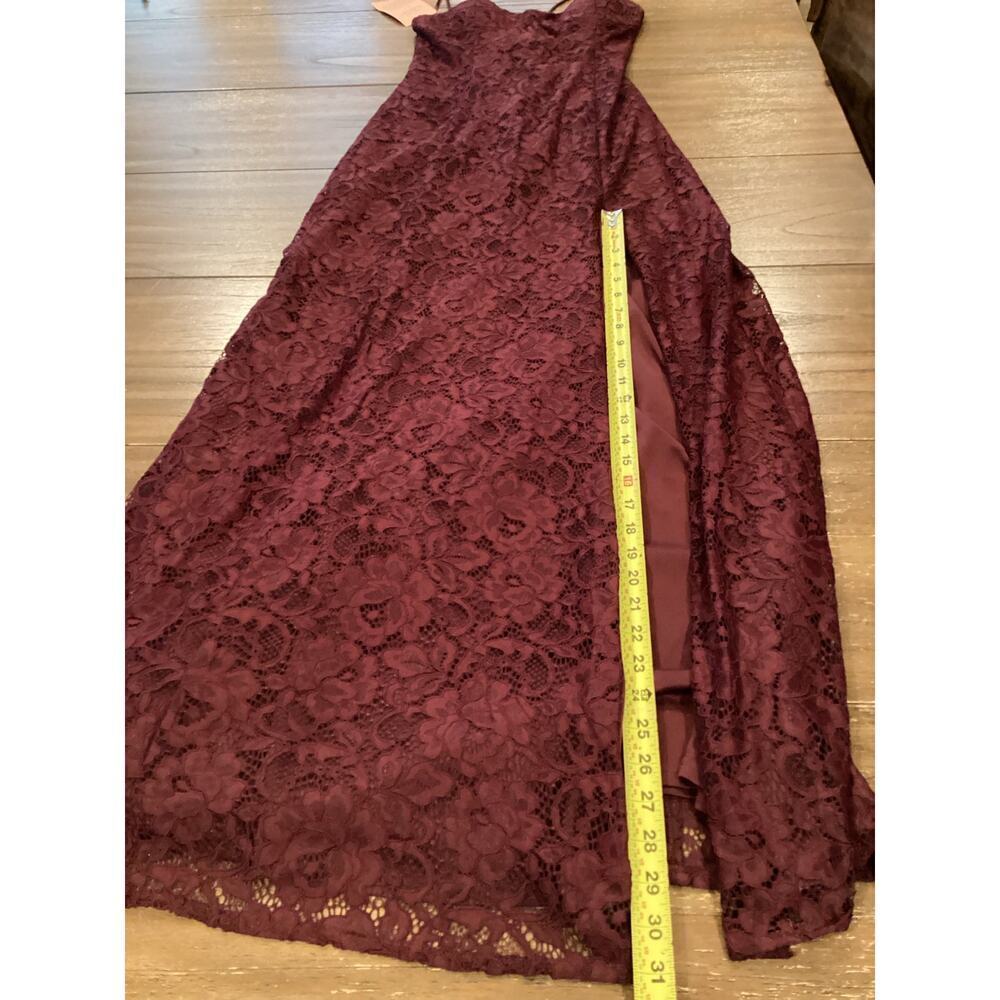 Anthropologie BHLDN Emma Sweetheart Sleeveless Lace Long Gown Front Slit Wine 12 - Picture 7 of 16